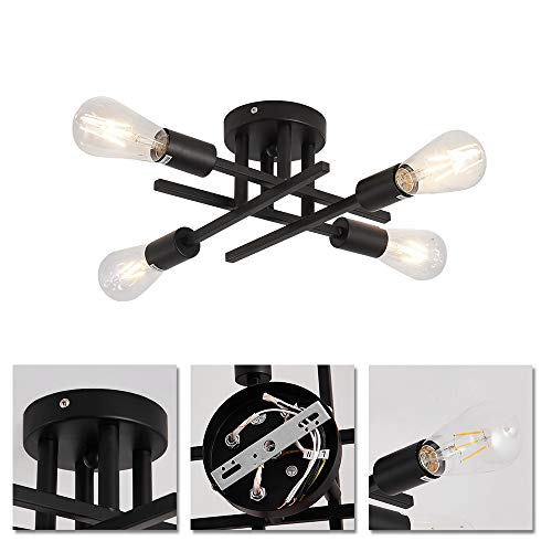 ZGLAOJT Semi Flush Mount 4 Light Ceiling Light Matte Black with E26 Base Modern Chandelier for Farmhouse Kitchen Dining Room Bedroom Study Living Room. - color: Black, size: 4-Light