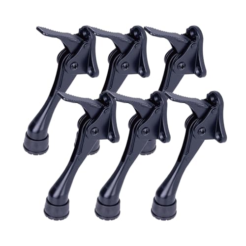 HA SHI 6 Stoppers Kickdown Door Stop for Bottom of Door, 4 in, Black - color: Black, size: 4 INCH X 6 PACK