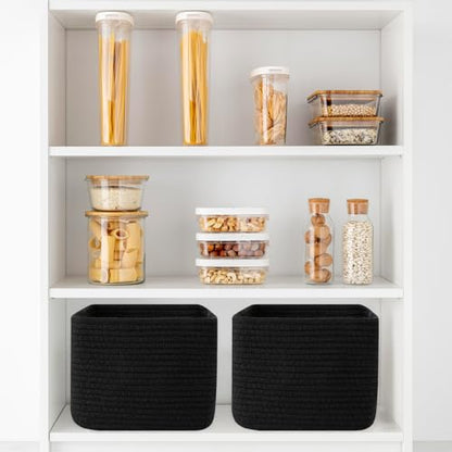 OIAHOMY 3 PACK Cube Storage Bins Storage Baskets Shelf Bins Black - color: Black