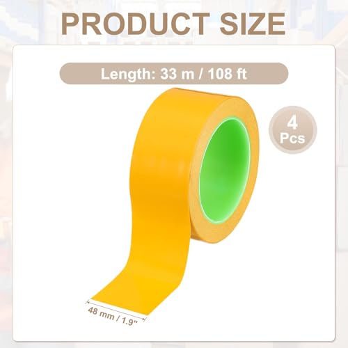 PATIKIL Floor Marking Tape 2 Inch x 110 Ft, 4 Pcs Self-Adhesive Warning Safety Tape Caution Stripe for Walls Floors Pipes Equipment Outdoor, Yellow - color: Yellow