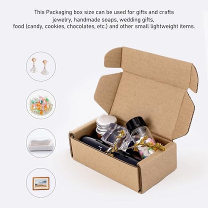 Ellbest 50 Pack Kraft Paper Boxes, Foldable Rectangular Paper Box Packing Box for shipping, Storaging Small items, Brown, 3.62 x 1.98 x 1.02 inches - size: 3.62 x 1.98 x 1.02 inches