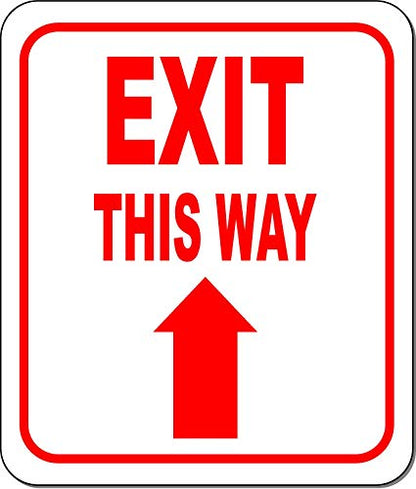 EXIT THIS WAY DIRECTIONAL UPWARD ARROW RED Aluminum Composite Outdoor Sign 20" x24" - color: Upward, size: 20" x24"