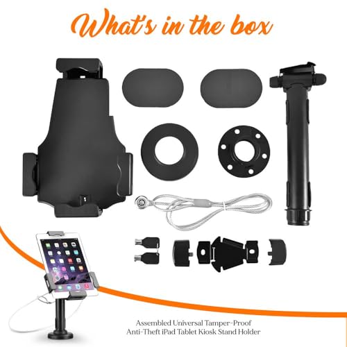Pyle PSPADLK8 Anti-Theft Tablet Security Stand Kiosk - Table Mount Desktop Tablet Case Holder with Lock, Adjustable Clamp Arm, Internal Cable Routing, for iPad, Kindle, Samsung, Android Tablets - size: ‎9.25 x 2.5 x 10 inches, style: Table Mount Stand