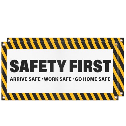 2 Pack Safety First Banners Arrive Work Go Home Safe Sign 4×2 Feet
