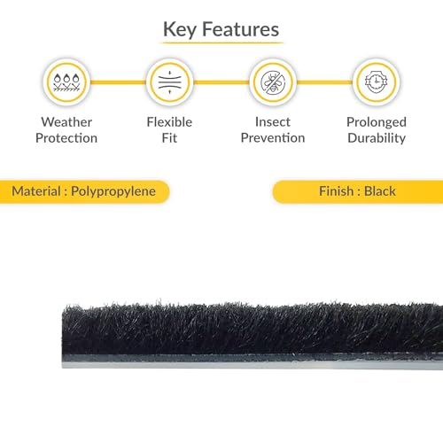 Brixwell Storefront Door Pile Weatherstrip 0.250" Pile Height, 100' Roll, Black Finish - Seal Strip for Draft, Moisture, and Dust Control in Commercial and Residential Use - style: 0.250"