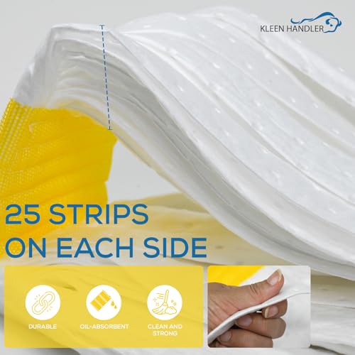 KLEEN HANDLER Mop Head Replacement 24-Pack Hydrophobic Industrial Mop for Oils and Spills – Heavy-Duty Mop for Industrial, Commercial, Janitorial Cleaning – Non-Woven Oil-Absorbent Material - style: 24 Pack