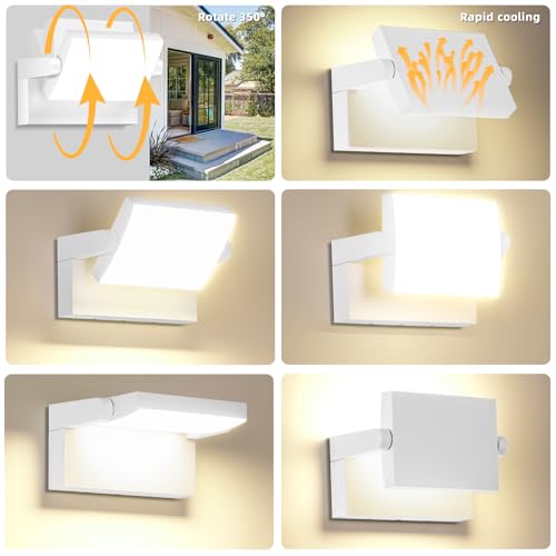 3Pack Outdoor LED Wall Light 40W White Flood Lights 350°Rotation - color: 3/40w/3000k/White