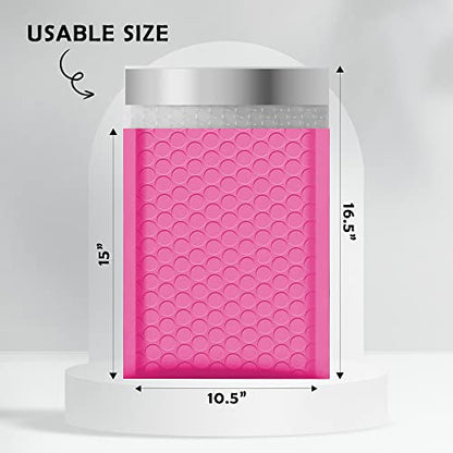 Yens Hot Pink Poly Bubble Mailers 10.5x16 10 Pack Usable 10.5x15 - color: Hot Pink, size: 10.5" x 16"