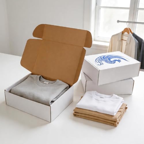 Fishat 12" x 9" x 4" White Corrugated Cardboard Shipping Boxes Set of 25 - size: 12" x 9" x 4"