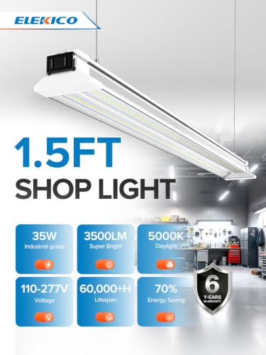 1.5FT LED Shop Lights, 35W 3500LM 5000K Ultra-Bright Linkable Shop Light - size: 1.5FT-2PACK