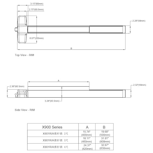 Extra Heavy Duty Stainless Steel Commercial Emergency Panic Exit Device, Door Push Bar Lock, UL CUL 3H Fire Rated and Ansi Grade 1 Certificate in SS Finish for Exit Door - color: X9 Rim SS