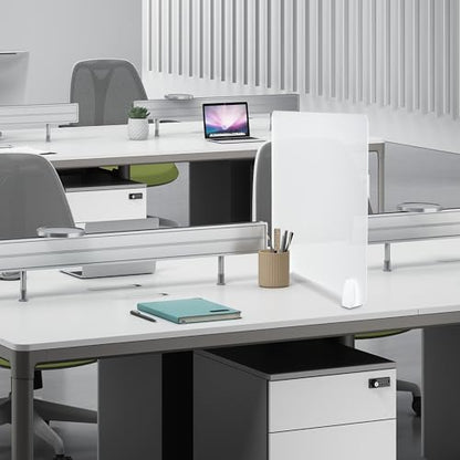 4 Pcs Desk Divider Privacy Panel 23.6 x 15.8 Inch Counter Desk Acrylic Panel Holder Free Standing Privacy Shield Work Station Desk Divider Partition for Offices Schools Call Centers (Frosting)