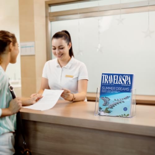 Marketing Holders 12 Pack Brochure Holder for 8.5" Flyers Clear Acrylic Freestanding Tabletop Printed Literature Display for Retail Stores Business Offices and Libraries - size: 8.5"