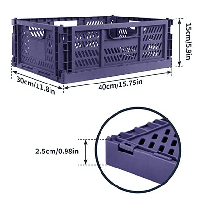 2 Pack Stackable Storage Crates, Plastic Foldable Baskets Large Blue - color: Blue, size: Large: 15.7" x 11.8" x 5.9"