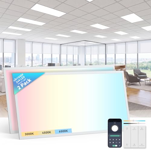 AIKVSXER 2x4 LED Flat Panel Light with App & Wireless Switch Control 2Pack