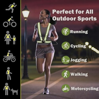 Reflective Strap Safety Vest Gear - 2-10 Pack Adjustable High Visible Reflective Running Gear for Women Men Night - color: Green+Orange