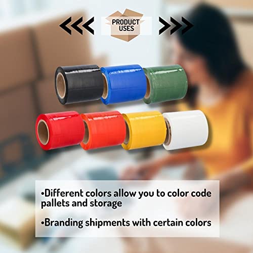 PSBM Dark Red Mini Stretch Wrap with Handle 5" x 1000' 80 GA 12 Rolls - color: Red, size: 12 Rolls