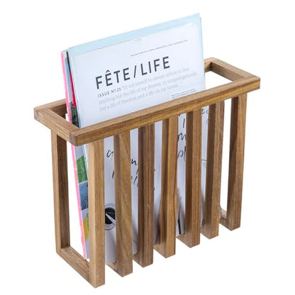 MyGift 11 Inch Acacia Wood Wall Magazine Rack, File Folder Holder