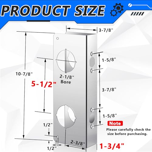 Leinuosen Door Reinforcement Plate for 1-3/4" Thick Doors, 4 Pack