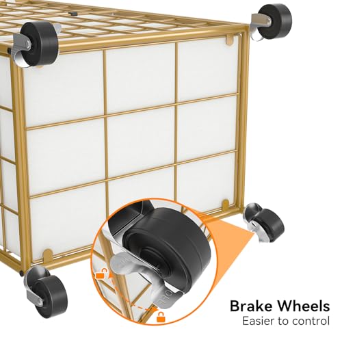 WOWLIVE Rolling Laundry Basket, Metal Wire Frame Laundry Hamper with Wheels - color: Golden, size: 100l