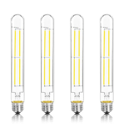 8.9IN LED Light Bulbs E26 Base, 6W 800LM 5000K Daylight White T10 T9 Vintage Edison Bulbs Dimmable, AC 120V Equal 80 Watt Clear Glass Long Tubular Filament Bulb, ETL Certified - 4Pack - size: 9 Inch 6W (4 Count)