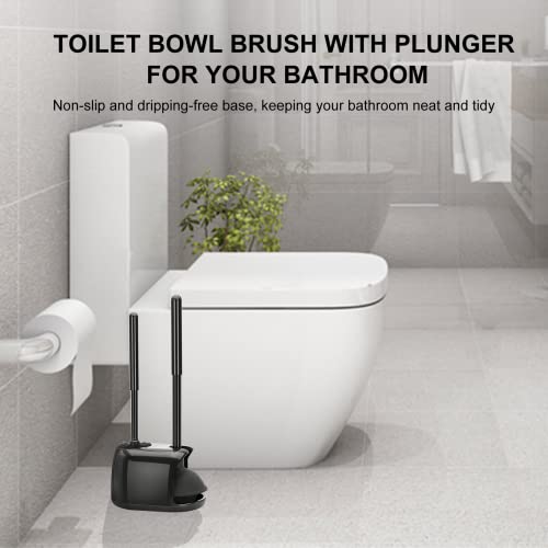 SetSail 2 Packs Toilet Brush and Plunger Set, Semi-Hidden Toilet Plungers - color: Black, size: 2 packs