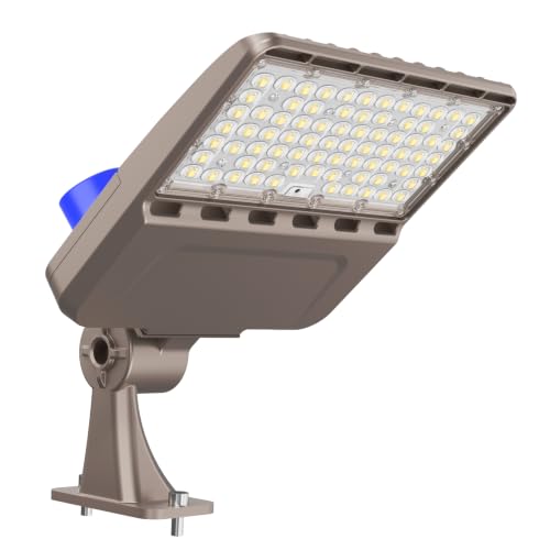YXL LED Parking Lot Shoebox Light with Dusk to Dawn Photocell, 21000LM 5000K Daylight Arm Mount, IP65 Waterproof Area Light for Parking Lot Sports Stadium - size: 150W Arm 1Pack