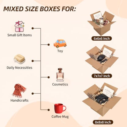 ZBEIVAN Shipping Boxes Mailers Assorted Sizes 8x8x8, 7x7x7, 6x6x6 inches Corrugated Cardboard Small Packing Kraft Moving Mailing Box, Pack of 30 - size: 8X8X8&7X7X7&6X6X6 inch