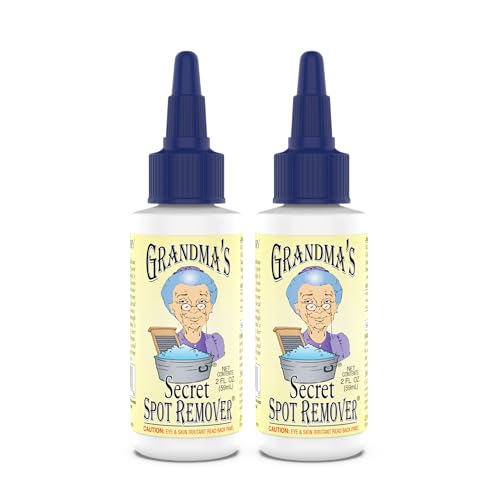 Grandma's Secret Spot Remover for Clothes - Chlorine, Bleach and Toxin-Free - Fabric Stain Remover Removes Oil, Paint, Blood and Pet Stains – 2 Ounce, Pack of 2 - size: 2.00 Fl Oz (Pack of 2), style: Spot Remover