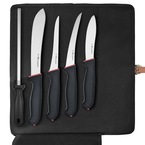6PCS Butcher Knife Set, 8" Butcher & 6" Boning Knives with Roll Bag - size: 6 PCS Butcher Knife Set