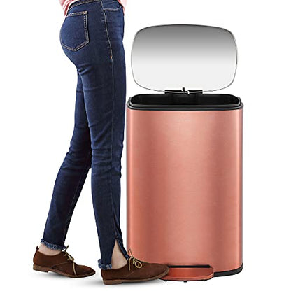 happimess Connor 2-Piece Stainless Steel Trash Can, Rose Gold - color: Rose Gold