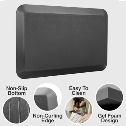 Desky Anti-Fatigue Rectangle Standing Mat Cushioned Ergonomic 121 x 75 cm Floor Mat for Sit Stand Desks, Non-Slip Beveled Edge Design, Reduces Fatigue & Pressure Office Home Workspace Comfort Mat - size: 0.8"L x 47.6"W x 29.5"Th