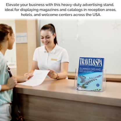 Marketing Holders 12 Pack Brochure Holder for 8.5" Flyers Clear Acrylic Freestanding Tabletop Printed Literature Display for Retail Stores Business Offices and Libraries - size: 8.5"