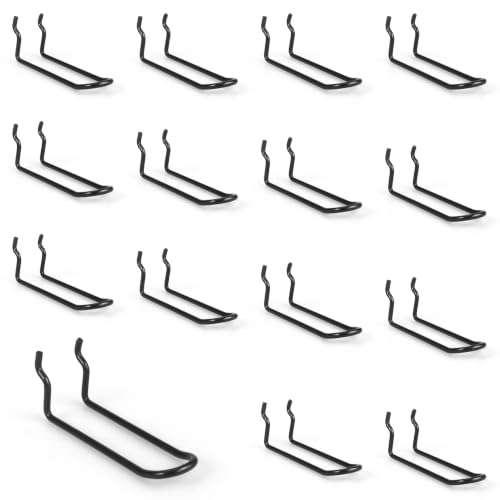 Pegboard Dual-arm Hooks - 16pcs Heavy Duty Tool Hanging Holders (Black, 4") - color: Black, size: 4 Inch