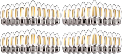 FLSNT LED Candelabra Light Bulbs 60W Equivalent E26 Base, Dimmable B11 LED Chandelier Light Bulbs, 2700K Soft White, 48 Pack UL,CA65 Listed. - color: 60w Soft White, size: 24 Count (Pack of 2)