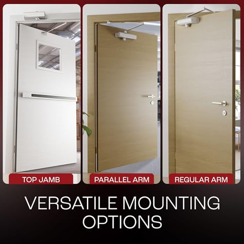 PrimeWare DC-600 Adjustable Automatic Door Closers for Home | Soft Close, No Slam | Residential and Commercial Door Closer | Level 1-6 | for Doors Weighing 30-300 lbs | Hydraulic Door Spring - Nickel - size: Level 1-6, style: Nickel