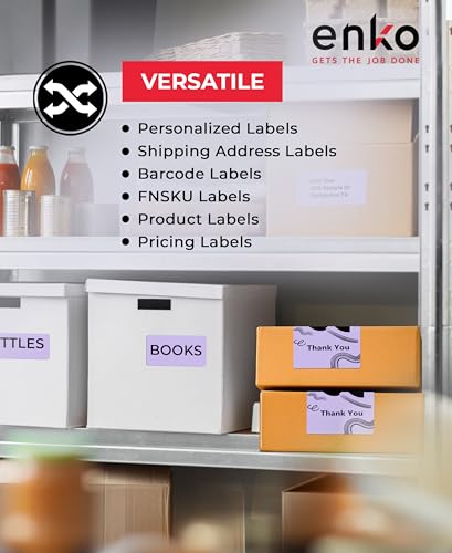 enKo 30256 6 Rolls | 1800 Lavender Direct Thermal Labels (2-5/16 x 4 in) - color: Lavender