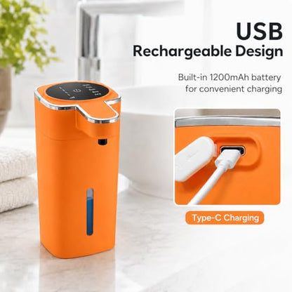 Automatic Liquid Soap Dispenser Touchless, USB Rechargeable (Orange) - color: Orange