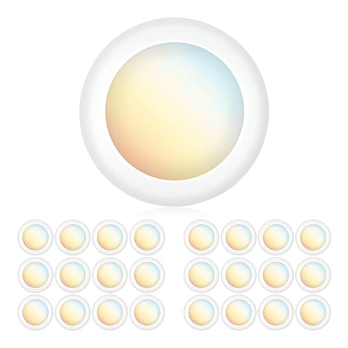 PARMIDA (24 Pack) 5/6 Inch Dimmable 5CCT LED Disk Lights, 15W Surface Mount Ceiling Disc Lighting 5 Color Selectable 2700K/3000K/3500K/4000K/5000K 1100lm, J-Box Or Recessed Can Installation, UL-Listed - color: 5CCT - 2700K/3000K/3500K/4000K/5000K, size: 2