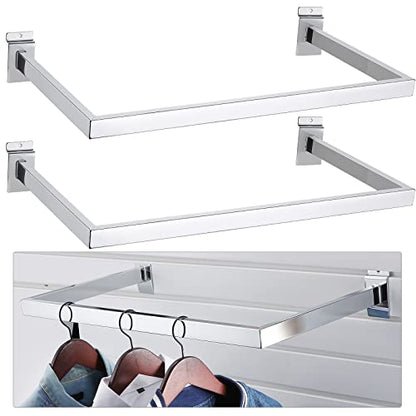 Unittype 2 Pack U Shaped Rectangular Tubing Handrail 24 Inch Wide Metal Handrail for Slat Wall Retail Displays Slat Wall Bracket Clothing Rack Home Use, Square Tube(Silver)