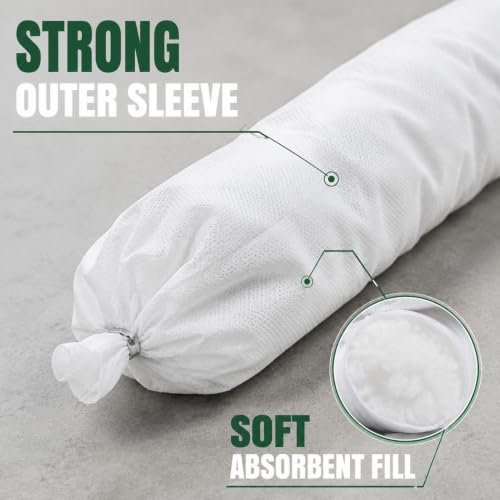 3.15" x 47.2" Oil Absorbent Socks 12 Pack, Oil-Only Absorb - color: White