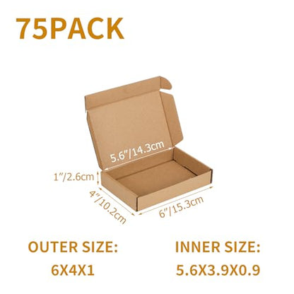 PHAREGE 75 Pack 6x4x1 inch Small Shipping Boxes, Brown Mailing Boxes - color: Brown, size: 6x4x1 inch 75 Pack