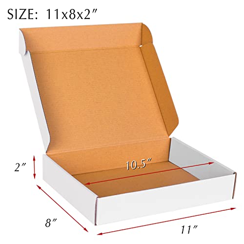 11x8x2 White Cardboard Boxes - 30 Pack Shipping Boxes for Small Business Mailing, Corrugated Packaging - color: White, size: 11 x 8 x 2