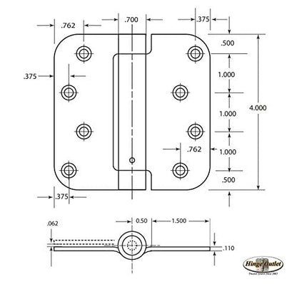 Self Closing Spring Door Hinges Stainless Steel 4 Inch - 5/8 Inch 2-Pack - color: Stainless Steel