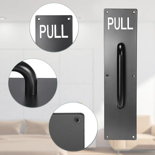 Sumnacon 1 Set 16" Stainess Steel Door Handle Pull Push Plate Handle,Black - color: Black, size: 15.7x3.9 Inches