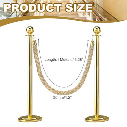 MECCANIXITY Twisted Stanchion Rope 3.28 Ft/1 M, Barrier Rope Twisted Post Ropes with Snap Hooks for Posts Stands Queue Divider Crowd Control, Champagne Golden - color: Champagne Golden, size: 3.28 Ft