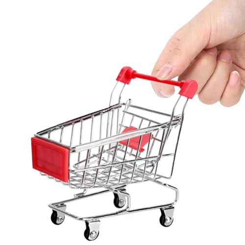 Mini Shopping Cart, Red, Durable, Perfect for Role Play, Storage, and Decor - color: Red
