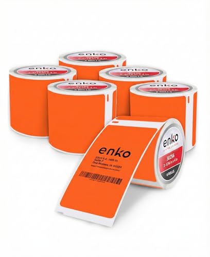 enKo 30256 6 Rolls | 1800 Orange Direct Thermal Labels (2-5/16 x 4 in) - color: Orange