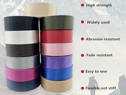 1 1/2" Khaki Nylon Webbing 12yds for Bag Straps Crafts - color: khaki