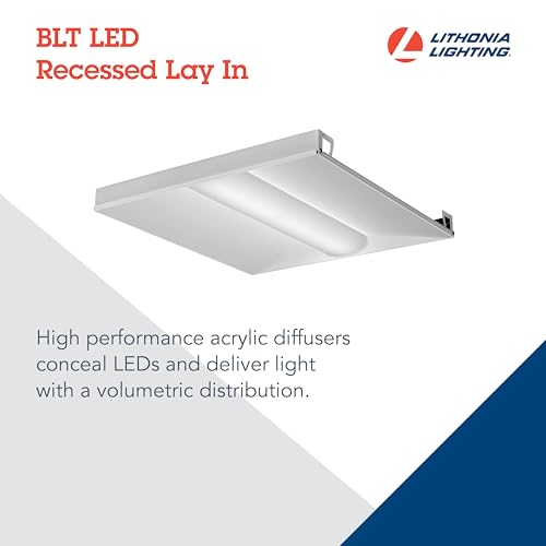 Lithonia Lighting 2x2 LED Troffer Light, BLT Series Low Profile LED Drop in Ceiling Light for Dropped Ceiling with Curved Ribbed Diffuser, 3300 Lumens, 3500K Neutral White - color: 3500K, size: 2 ft x 2 ft, style: Standard